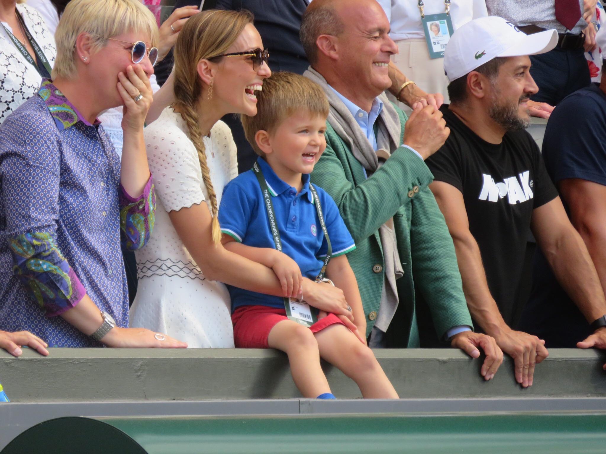 Novak Djokovic's wife and son today after he won the men's finals at Wimbledon. His son was adorable and kept saying "that's daddy!" : r/tennis