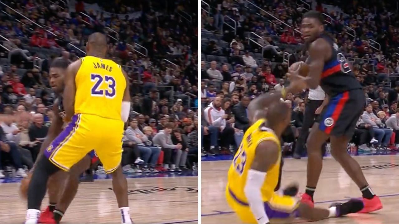 LeBron James gets his first flopping tech of the year after Isiah Stewart shσves him