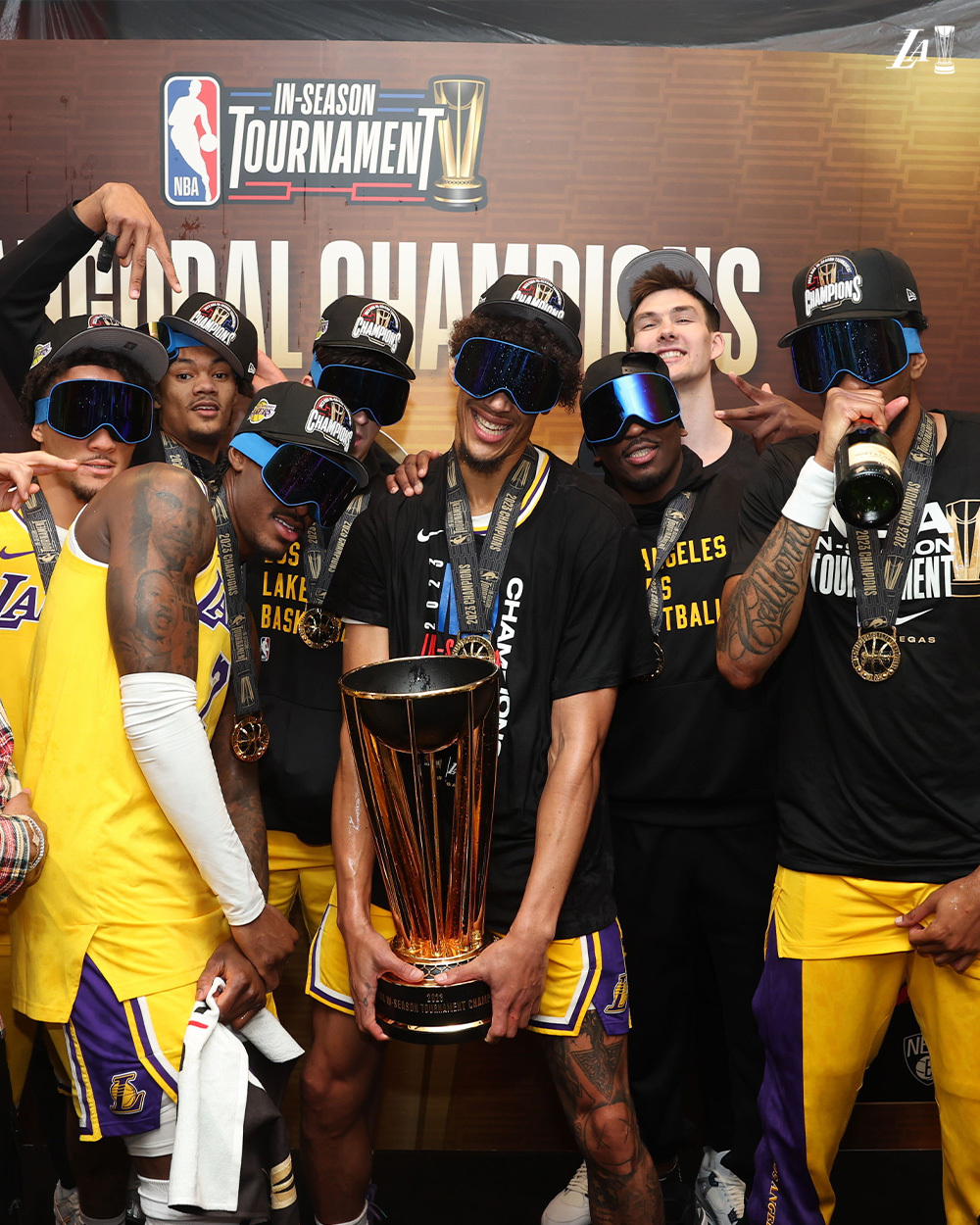 PHOTO GALLERY: Inside the Lakers' locker room with the celebration party for becoming the first team in history to win the NBA In-Season Tournament championship